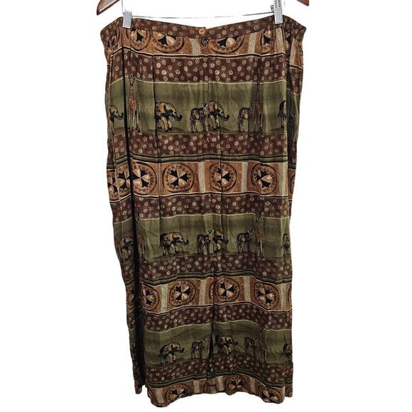 Vintage Y2K Stonebridge Skirt Womens Size 18W Brown Safari Animal Giraffe Zebra - Picture 2 of 11
